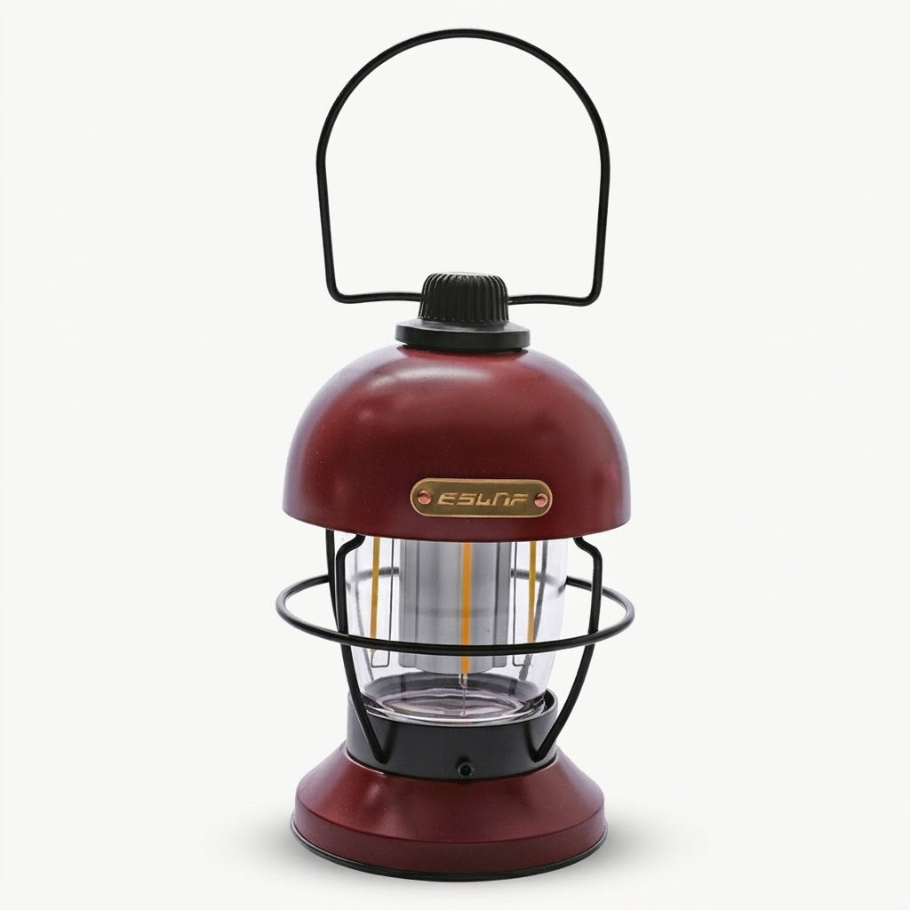 Zentrolia rechargeable LED camping lantern glowing at a campsite