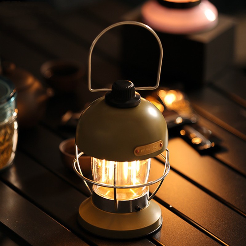 Zentrolia rechargeable LED camping lantern glowing at a campsite