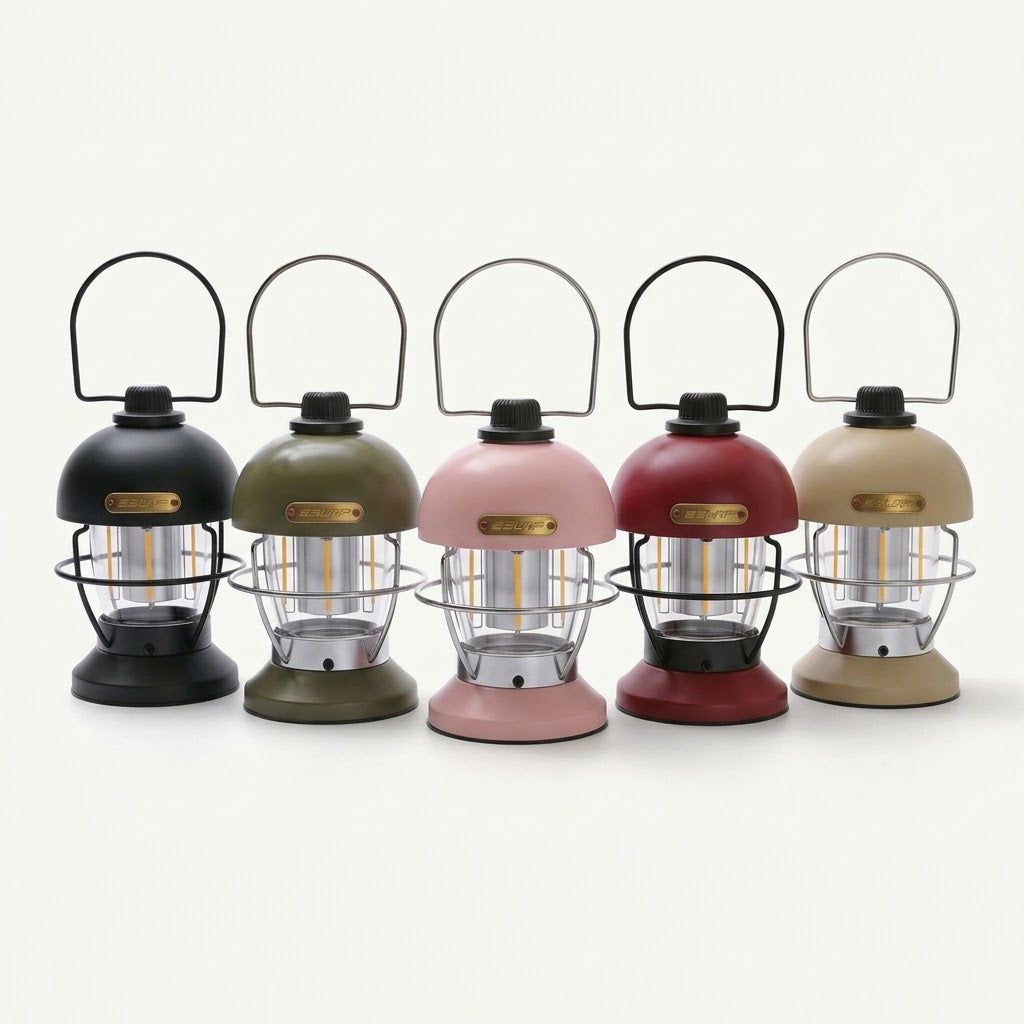 Zentrolia rechargeable LED camping lantern glowing at a campsite
