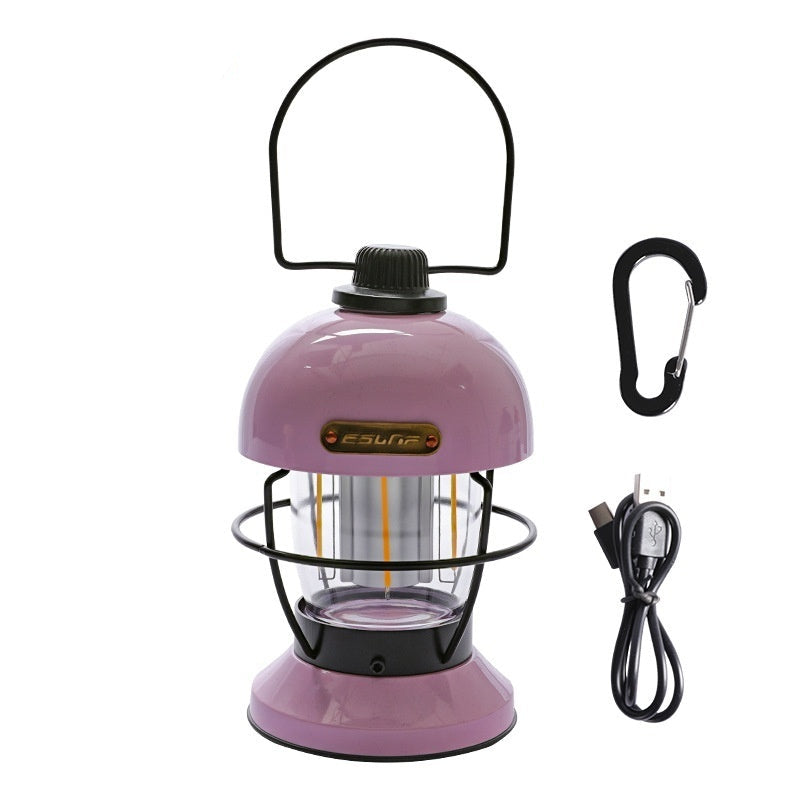 Zentrolia rechargeable LED camping lantern glowing at a campsite