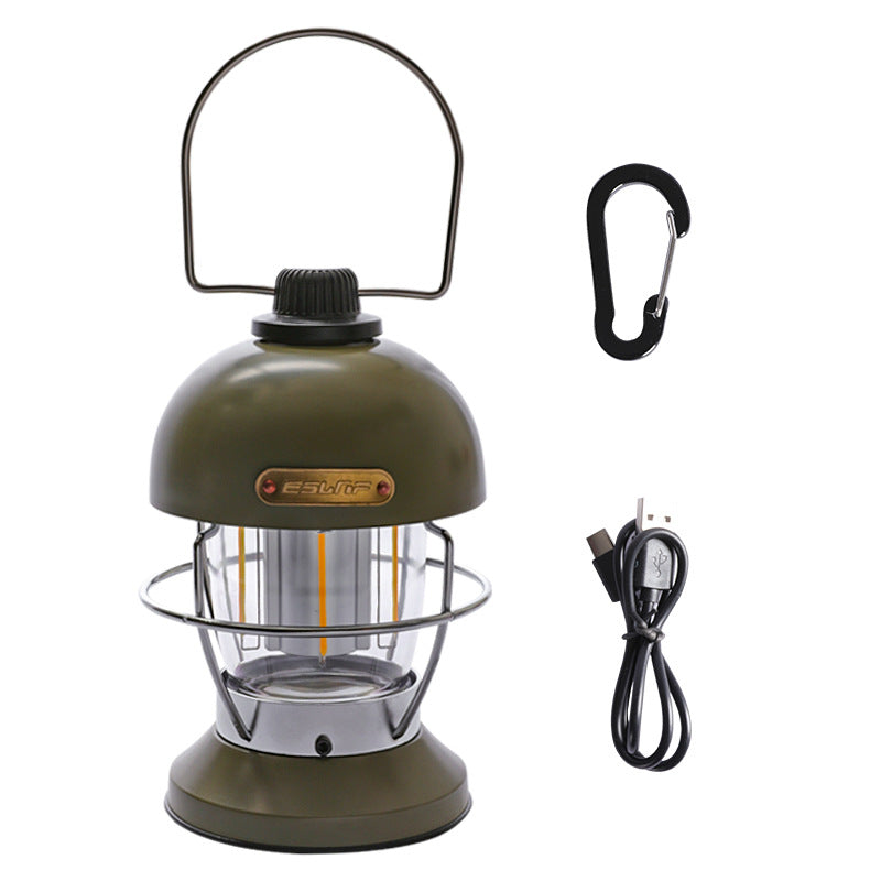 Zentrolia rechargeable LED camping lantern glowing at a campsite