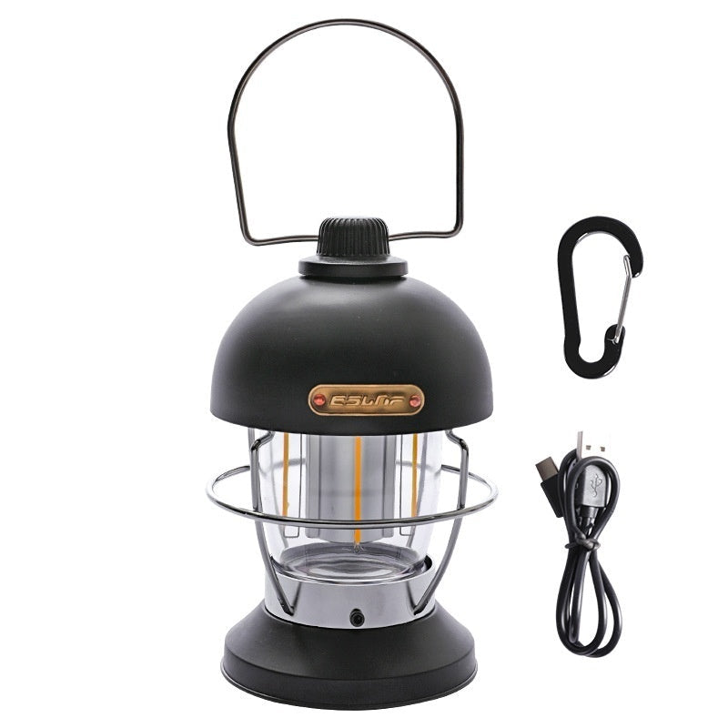 Zentrolia rechargeable LED camping lantern glowing at a campsite