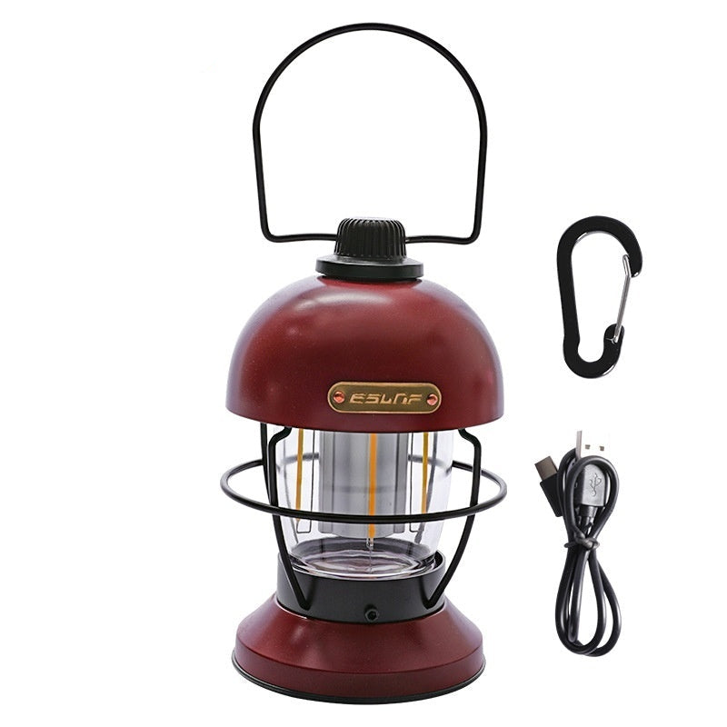 Zentrolia rechargeable LED camping lantern glowing at a campsite