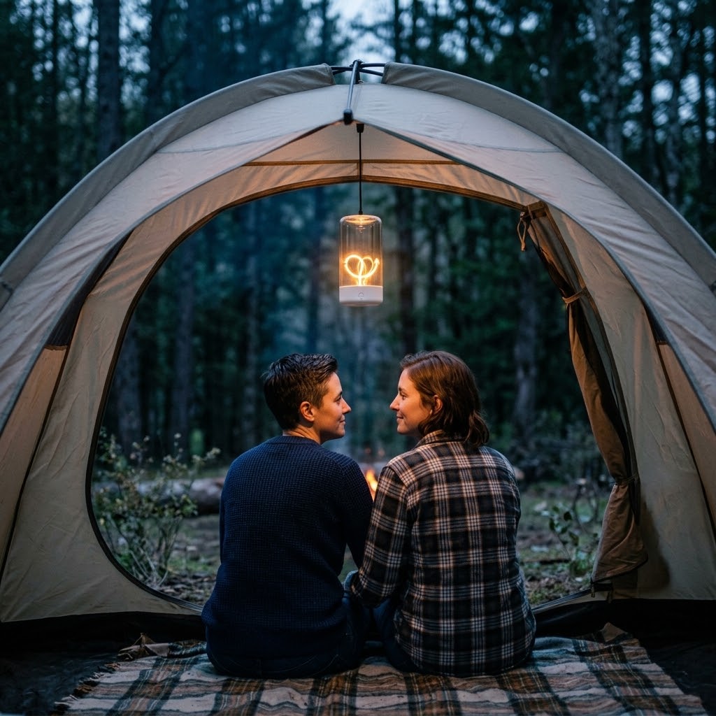 Zentrolia rechargeable LED filament night light glowing warmly on a bedside table