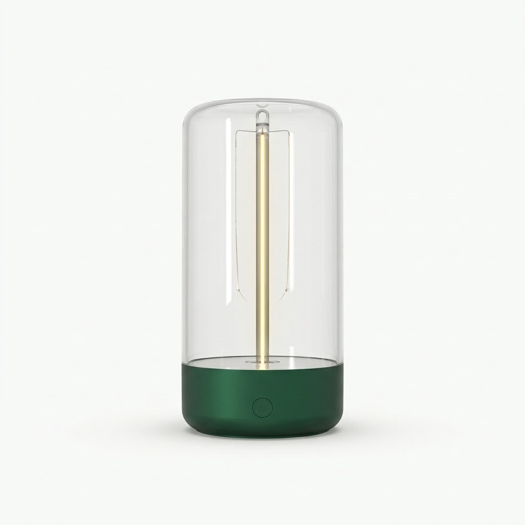 Zentrolia rechargeable LED filament night light glowing warmly on a bedside table