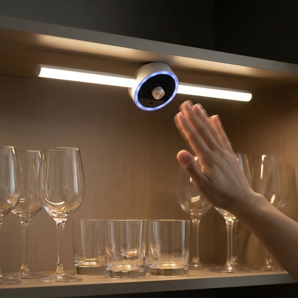 Zentrolia rechargeable motion sensor cabinet light mounted inside a wardrobe