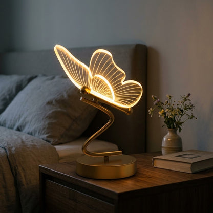 Zentrolia butterfly LED decorative table lamp glowing on bedside table