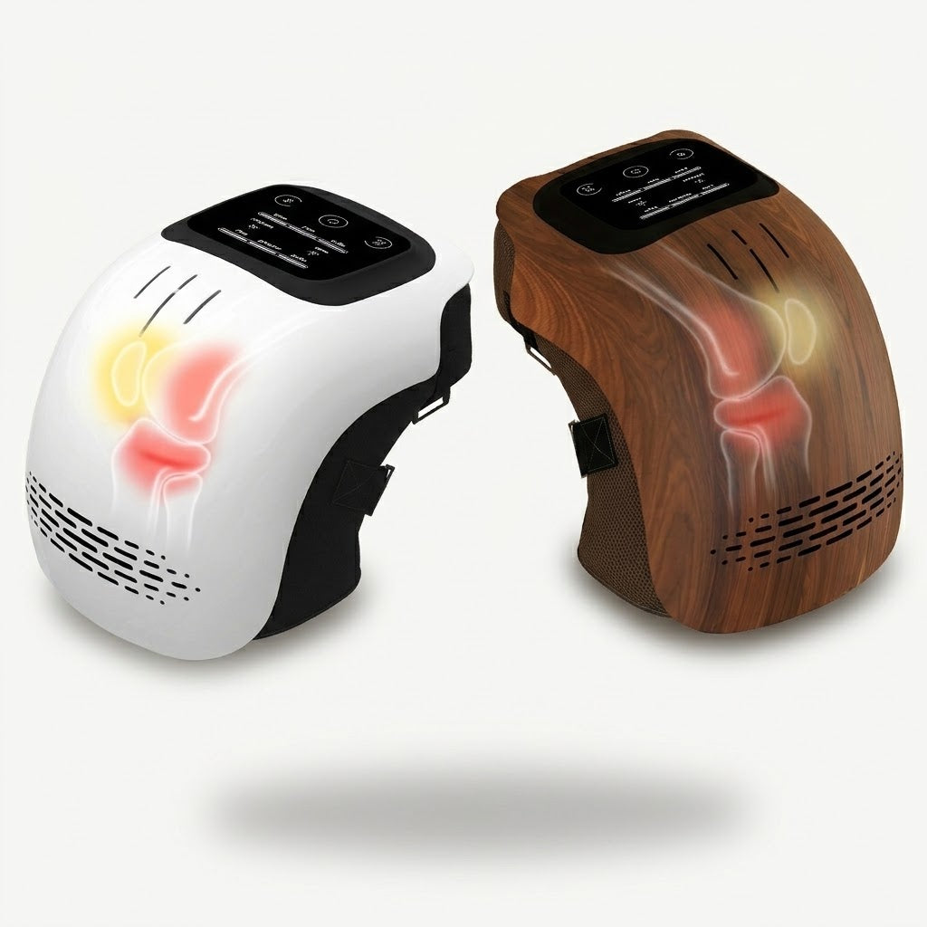 Zentrolia heated knee massager wrap in white and Brown