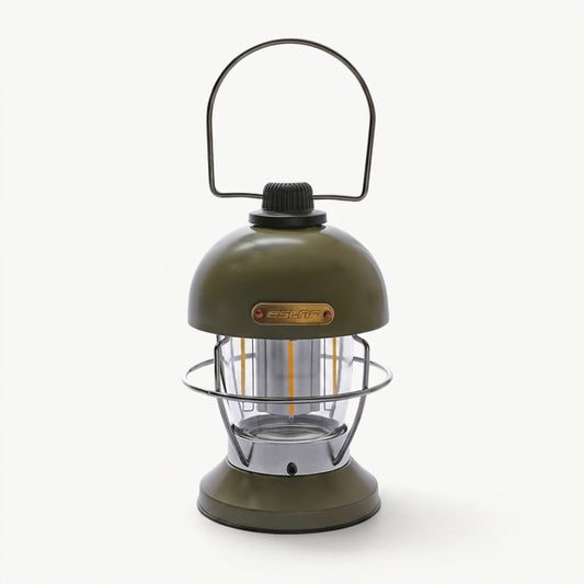 Zentrolia rechargeable LED camping lantern glowing at a campsite